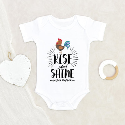 Cow Baby Boy Shower Gift - Country Baby Clothes - Rooster Rise and Shine Mother Cluckers Onesie - Baby Boy Farm Onesie