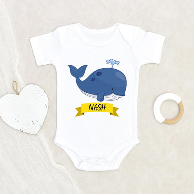 Baby Shower Gift - Whale Personalized Baby Boy Onesie - Custom Name Onesie - Cute Boho Baby Clothes - Baby Boy Gift