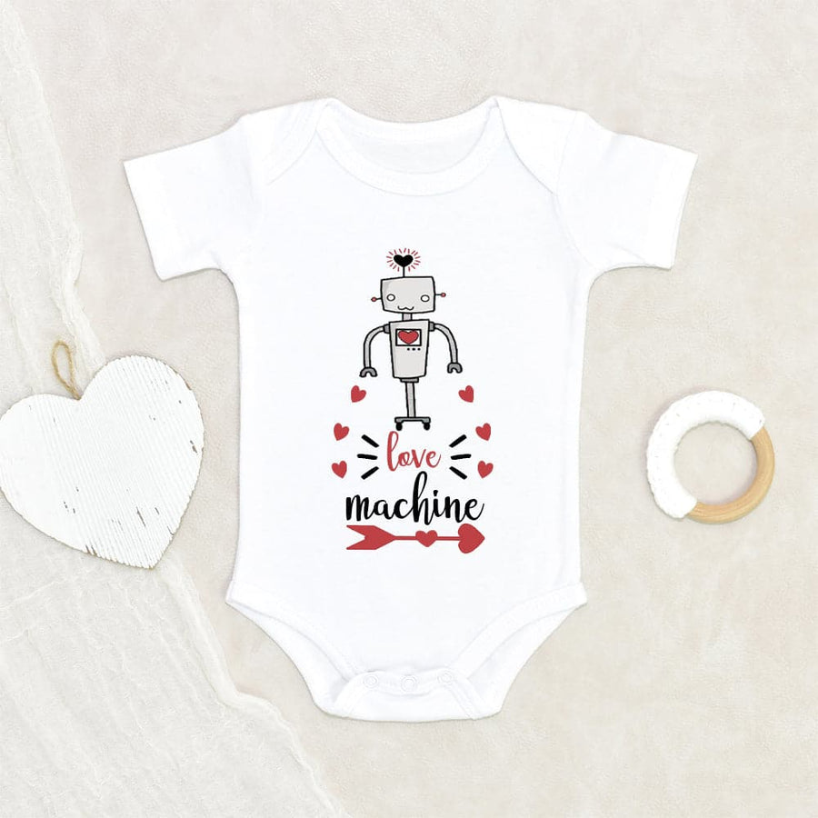Valentines Robot Love Machine Onesie - Cute Valentines Day Clothes - Love Machine Baby Onesie