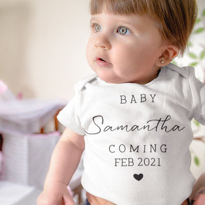 Personalized Last Name Announcement Baby Onesie - Custom Modern Announcement Onesies - Baby Name Onesie
