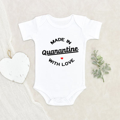 Pregnancy Announcement Baby Onesies - Made With Love In Quarantine Baby Onesies - Pregnancy Announcement Clothes - Funny Second Baby Onesies