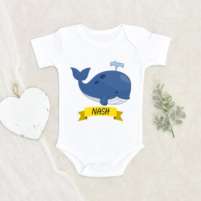 Baby Shower Gift - Whale Personalized Baby Boy Onesie - Custom Name Onesie - Cute Boho Baby Clothes - Baby Boy Gift
