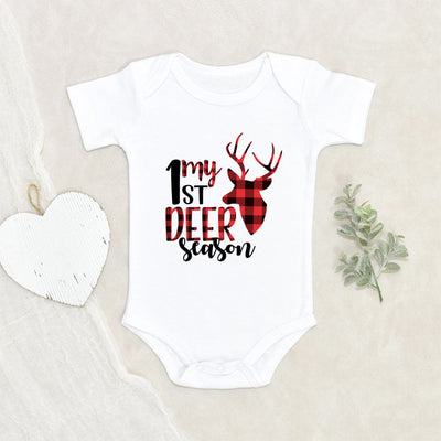 Deer Season Plaid Baby Onesie - My 1st Deer Season Onesie - Deer Hunting Baby Onesie