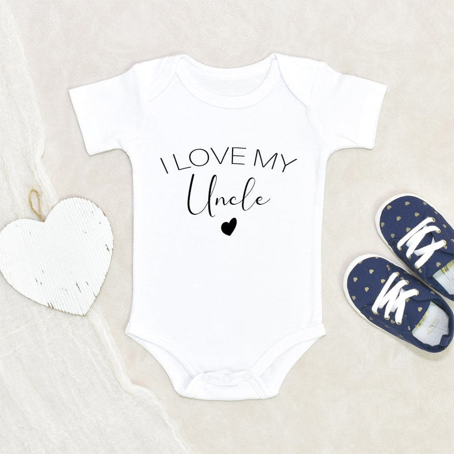 Cute I Love My Uncle Onesie - Uncle Baby Onesie - Uncle Baby Clothes