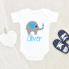 Personalized Baby Onesie - Elephant Baby Onesie - Custom Baby Name Onesie - Baby Shower Gift - Baby Boy Gift