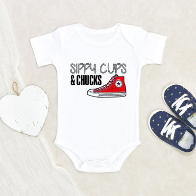Baby Clothes - Sippy Cups & Chucks Baby Onesie - Cute Onesie