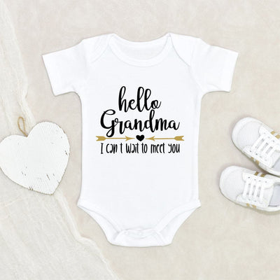 Grandma Baby Onesie - Hello Grandma Onesie - I Can't Wait To Meet You Onesie - Grandma Baby Clothes