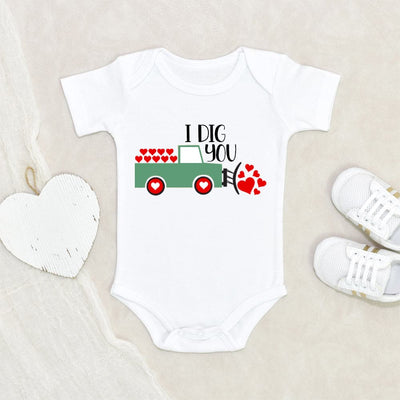 Cute Valentines Day Onesie - I Dig You Tractor Onesie - Valentines Baby Clothes