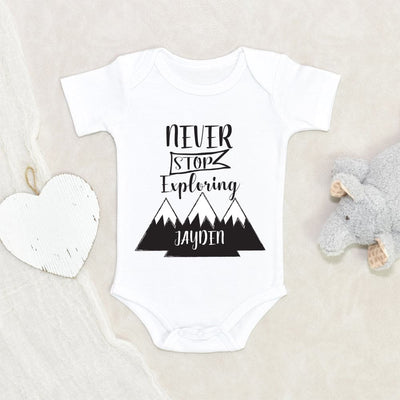 Mountain Baby Shower Gift - Adventure Baby Clothes - Never Stop Exploring Onesie - Mountain Baby Onesie - Outdoor Nature Baby Onesie