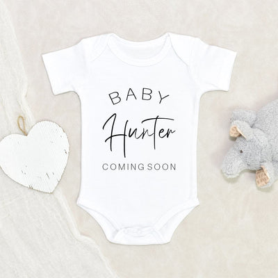 Coming Soon Baby Onesie - Pregnancy Announcement Name Baby Clothes - Baby Name Onesie - Personalized Announcement Onesie