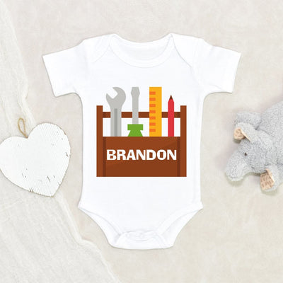 Baby Boy Clothes - Baby Shower Gift - Custom Name Tools Onesie - Construction Tools Personalized Onesie