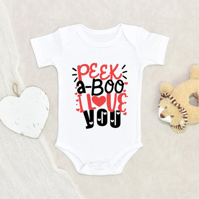 Valentines Baby Clothes - Peek-A-Boo I Love You Baby Onesie - Cute Valentines Day Onesie