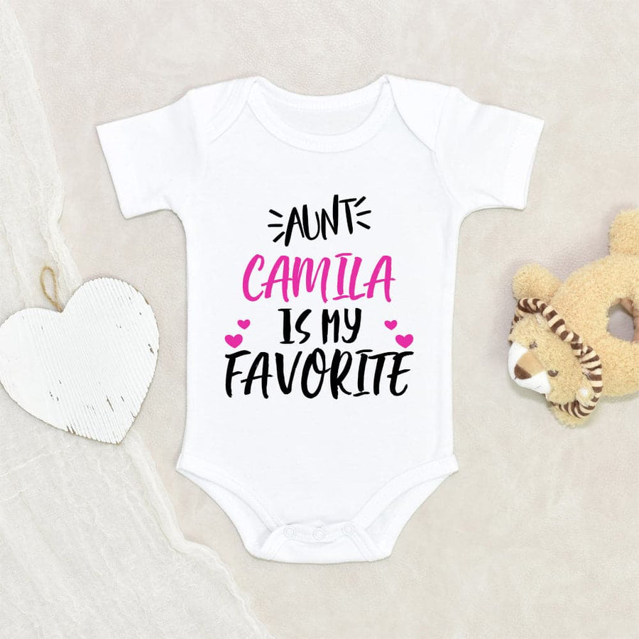 Custom Girl Name Onesie - Personalized Baby Shower Gift - My Aunt Is My Favorite Onesie - Personalized Girl Baby Onesie