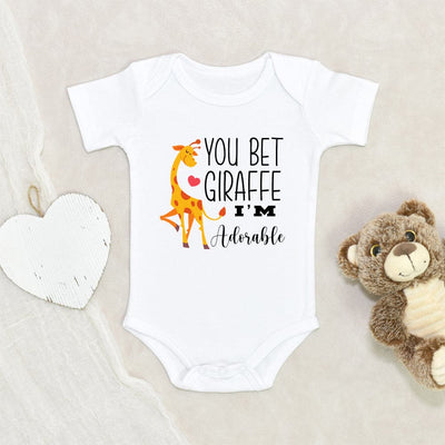 Pregnancy Announcement Baby Onesie - Giraffe Baby Onesie - You Bet Giraffe I'm Adorable Baby Onesie - Giraffe Baby Clothes - Cute Giraffe Baby Onesie