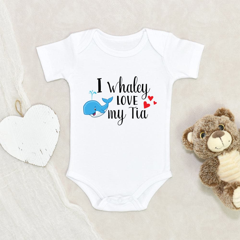 Animal Baby Onesie - Cute Whale Baby Onesie - I Whaley Love My Tia Baby Onesie - Tia Baby Clothes - Cute Baby Onesie
