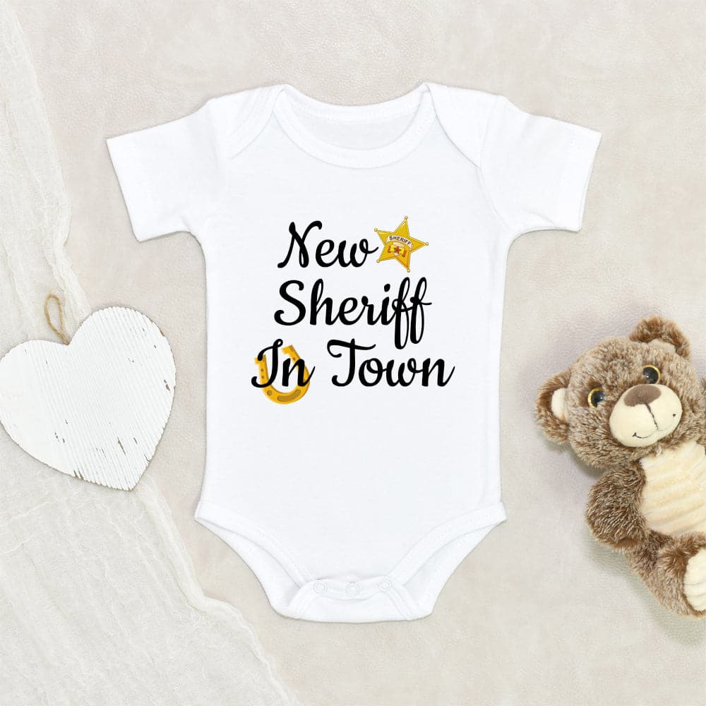 Rodeo Baby Onesie - Sheriff Baby Onesie - New Sheriff In Town baby Onesie - Cowboy Baby Onesie - Cute Baby Clothes