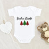 Personalized Christmas Baby Onesie - Christmas Tree Baby Onesie - Buffalo Plaid Pine Trees Onesie - Cute Baby Clothes - Custom Baby Onesie