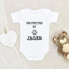 Cute Baby Onesie Personalized Dog Name Baby Onesie Protected by Dog's Name Baby Onesie Custom Dog Name Baby Clothes Pet Lover Baby Onesie