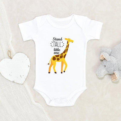 Newborn Baby Onesie - Giraffe Baby Clothes - Stand Tall Little One Baby Onesie - Cute Animal Baby Onesie - Pregnancy Announcement Baby Onesie