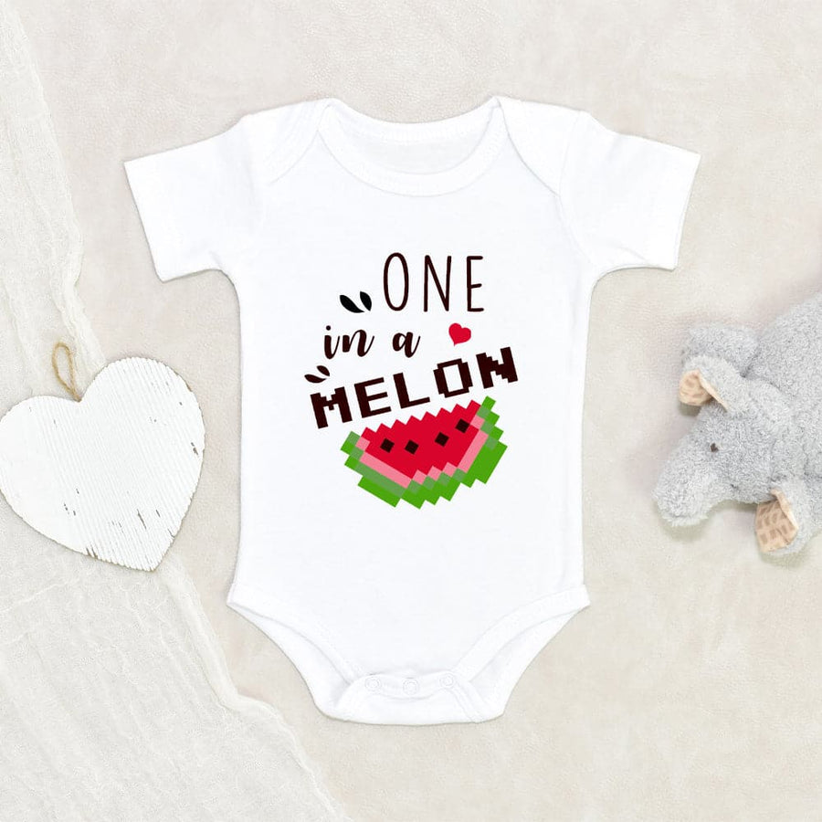 Unique Baby Onesie Cute Watermelon Fruit Baby Onesie One In A Melon Baby Onesie Funny Baby Onesie Melon Joke Baby Onesie