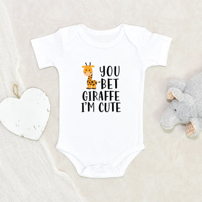 Animal Baby Onesie - Cute Giraffe Baby Onesie - You Bet Giraffe I'm Cute Onesie - Giraffe Baby Clothes - Giraffe Baby Onesie