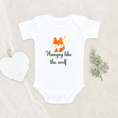 Hungry Wolf Onesie - Cute Wolf Onesie - Hungry Like The Wolf Baby Onesie - Woodland Animal Onesie - Funny Baby Clothes