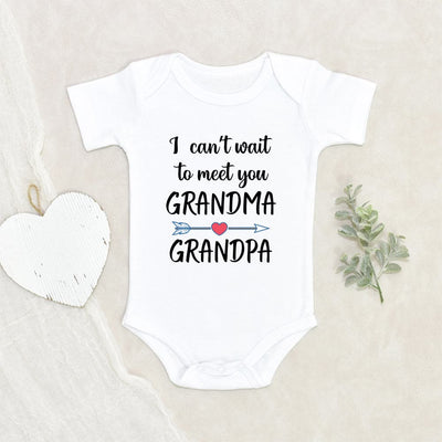 Cute Baby Onesie - Grandparents Reveal Baby Onesie - I Can't Wait To Meet You Grandma And Grandpa Onesie - Pregnancy Reveal Onesie - Cute Baby Clothes