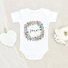Floral Baby Girl Onesie - Custom Girl Name Clothes - Personalized Baby Girl Onesie