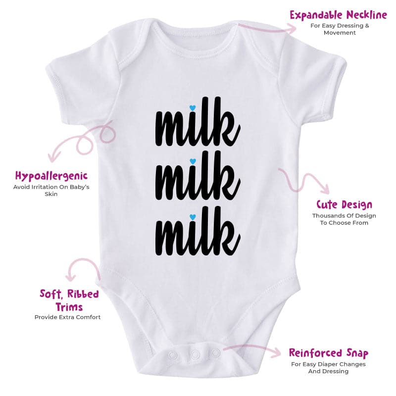 Milk Milk Milk-Onesie-Best Gift For Babies-Adorable Baby Clothes-Clothes For Baby-Best Gift For Papa-Best Gift For Mama-Cute Onesie