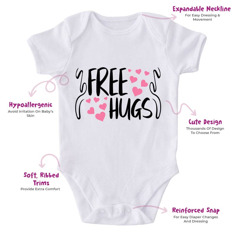 Free Hugs-Onesie-Best Gift For Babies-Adorable Baby Clothes-Clothes For Baby-Best Gift For Papa-Best Gift For Mama-Cute Onesie