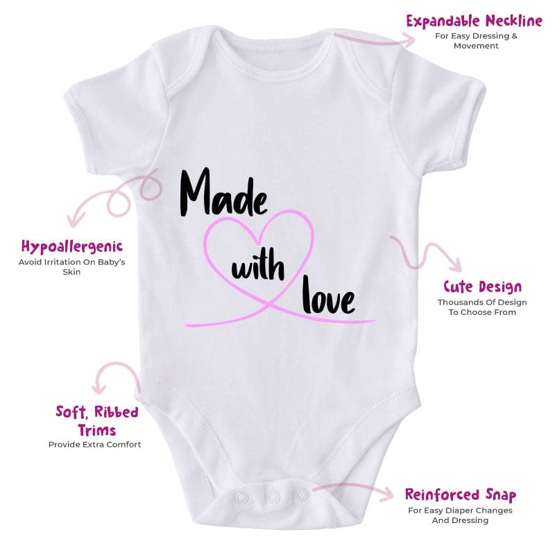 Made With Love-Onesie-Best Gift For Babies-Adorable Baby Clothes-Clothes For Baby-Best Gift For Papa-Best Gift For Mama-Cute Onesie