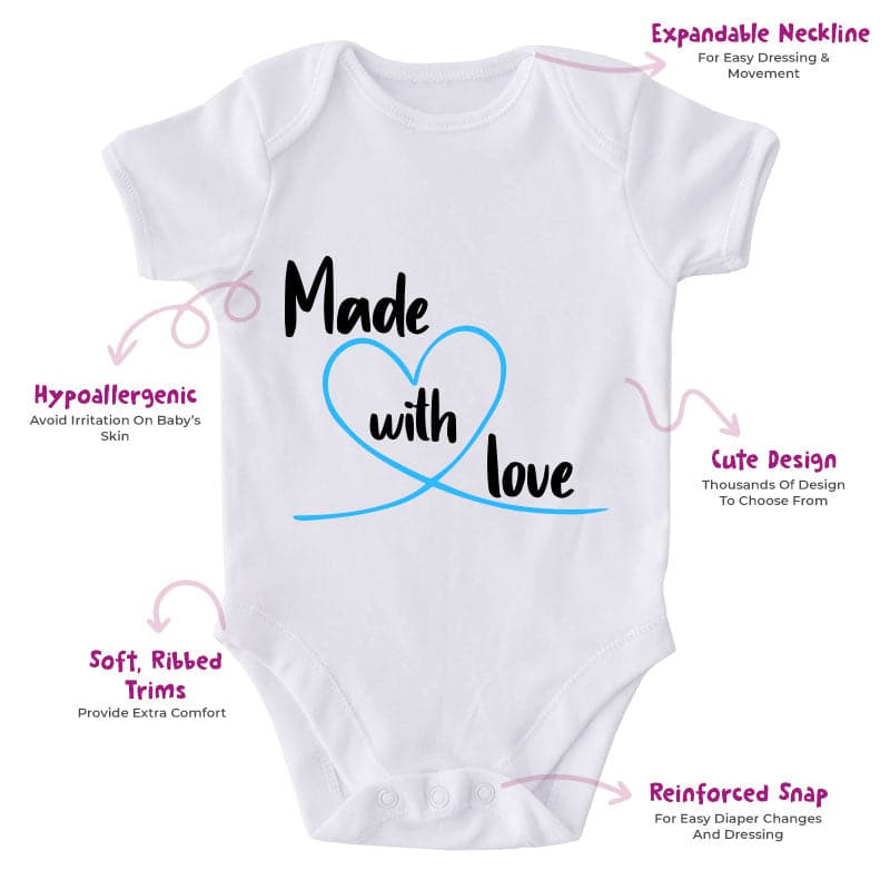 Made With Love-Onesie-Best Gift For Babies-Adorable Baby Clothes-Clothes For Baby-Best Gift For Papa-Best Gift For Mama-Cute Onesie