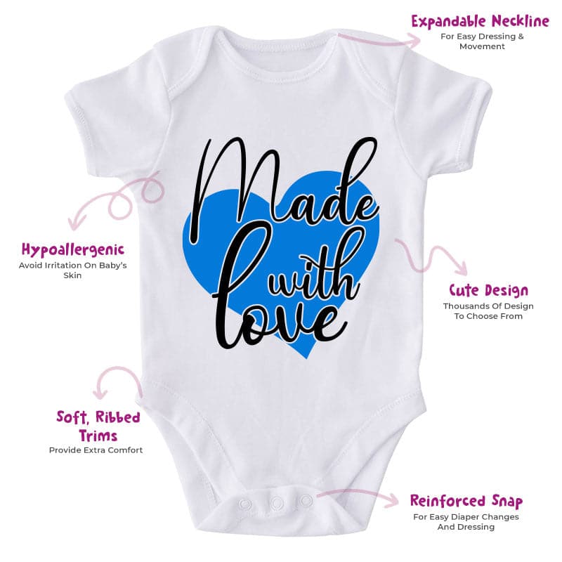 Made With Love-Onesie-Best Gift For Babies-Adorable Baby Clothes-Clothes For Baby-Best Gift For Papa-Best Gift For Mama-Cute Onesie