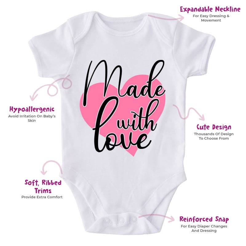 Made With Love-Onesie-Best Gift For Babies-Adorable Baby Clothes-Clothes For Baby-Best Gift For Papa-Best Gift For Mama-Cute Onesie