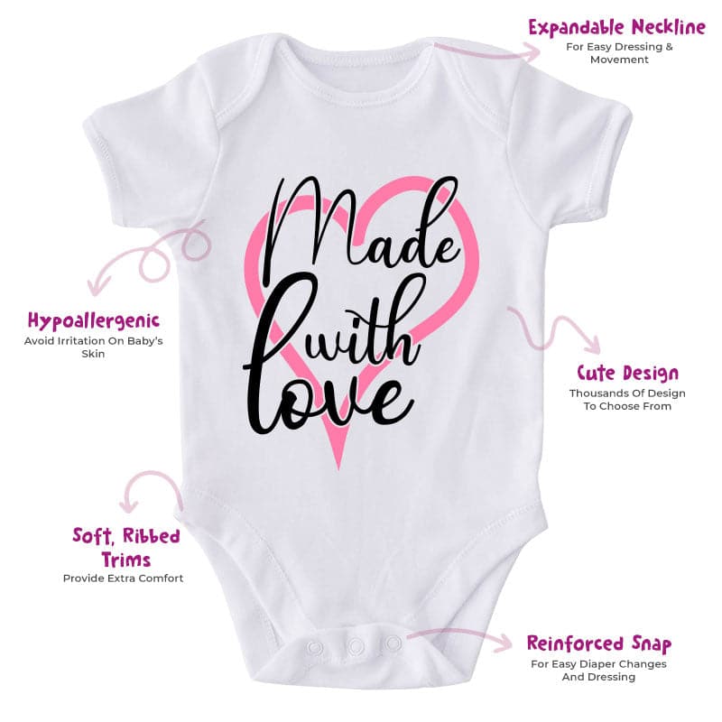 Made With Love-Onesie-Best Gift For Babies-Adorable Baby Clothes-Clothes For Baby-Best Gift For Papa-Best Gift For Mama-Cute Onesie