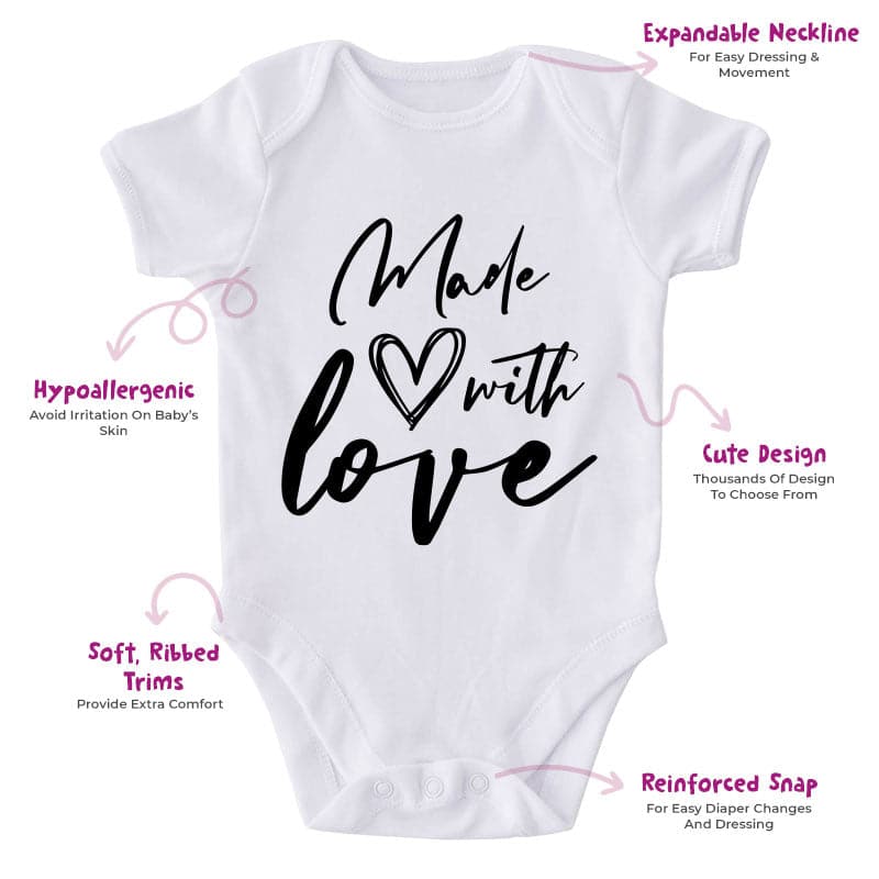 Made With Love-Onesie-Best Gift For Babies-Adorable Baby Clothes-Clothes For Baby-Best Gift For Papa-Best Gift For Mama-Cute Onesie