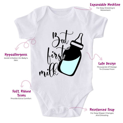 But First Milk-Onesie-Best Gift For Babies-Adorable Baby Clothes-Clothes For Baby-Best Gift For Papa-Best Gift For Mama-Cute Onesie