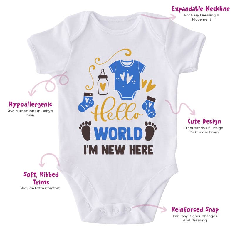 Hello World I'm New Here Onesie - Cute Onesie for Babies - Best Onesies for Babies -Best Gift for Babies - Adorable Baby Clothes