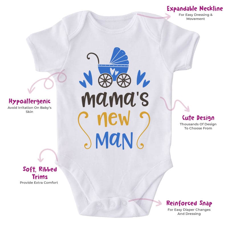 Mama's New Man-Onesie-Adorable Baby Clothes-Best Gift For Babies-Best Gift For Papa-Best Gift For Mama-Onesie For Babies