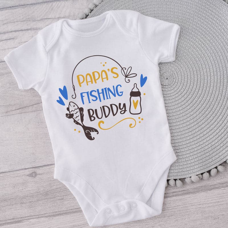 Papa's Fishing Buddy-Onesie-Clothes for Baby Boy-Best Gift for Papa-Best Gift for Mama-Adorable Clothes for Baby 6-9 Months