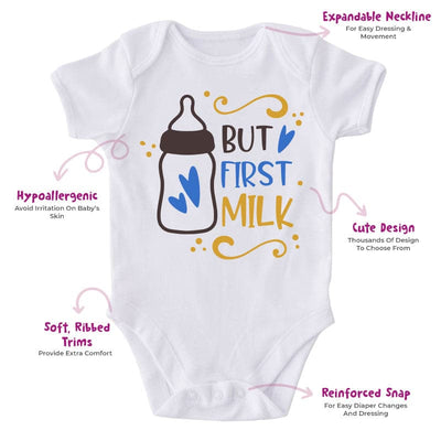 ﻿But First Milk-Funny Onesie-Clothes For Baby-Best Gift For Babies-Adorable Clothes-Baby Onesie