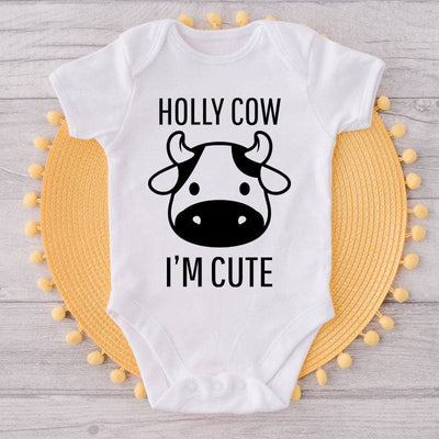 Holly Cow I'm Cute- Funny Onesie-Best Gift For Babies-Adorable Baby Clothes-Clothes For Baby-Best Gift For Papa-Best Gift For Mama-Cute Onesie