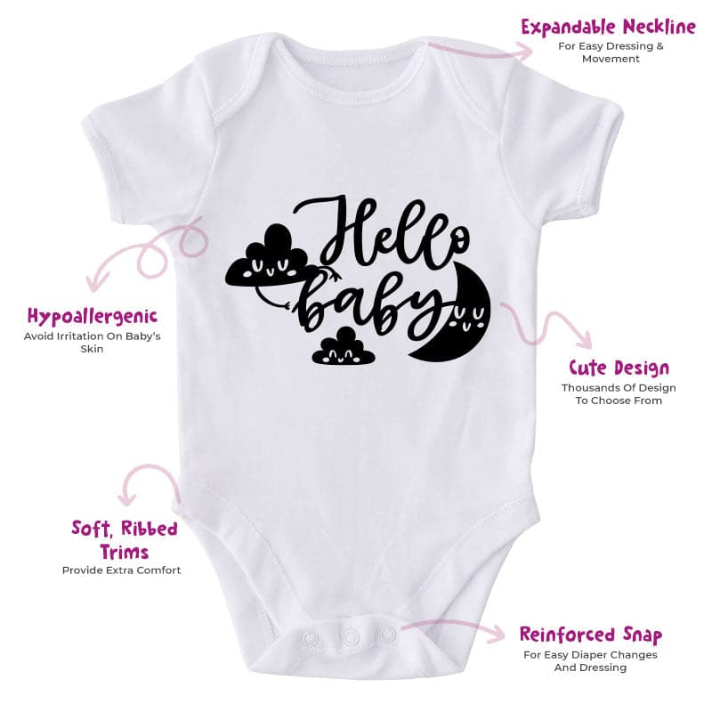 Hello Baby-Onesie-Best Gift For Babies-Adorable Baby Clothes-Clothes For Baby-Best Gift For Papa-Best Gift For Mama-Cute Onesie