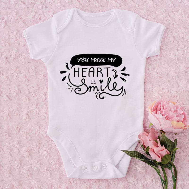 You Make My Heart Smile-Onesie-Best Gift For Babies-Adorable Baby Clothes-Clothes For Baby-Best Gift For Papa-Best Gift For Mama-Cute Ones