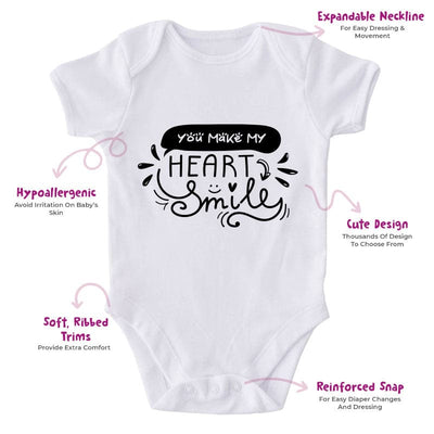 You Make My Heart Smile-Onesie-Best Gift For Babies-Adorable Baby Clothes-Clothes For Baby-Best Gift For Papa-Best Gift For Mama-Cute Ones