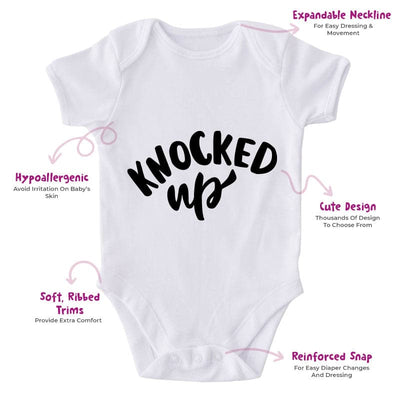 Knocked Up-Funny Onesie-Best Gift For Babies-Adorable Baby Clothes-Clothes For Baby-Best Gift For Papa-Best Gift For Mama-Cute Onesie