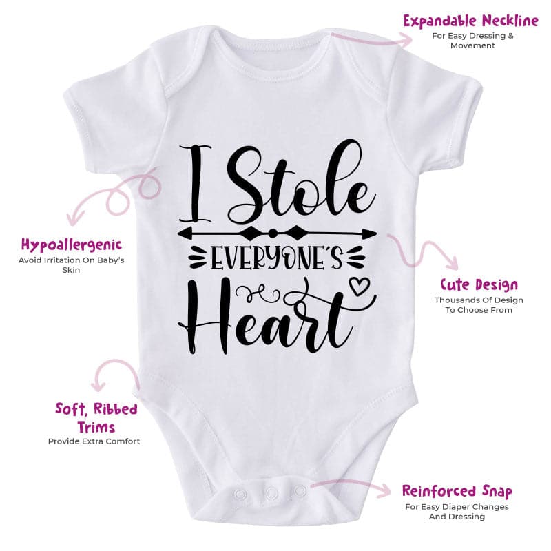 I Stole Everyone's Heart-Onesie-Best Gift For Babies-Adorable Baby Clothes-Clothes For Baby-Best Gift For Papa-Best Gift For Mama-Cute Onesie