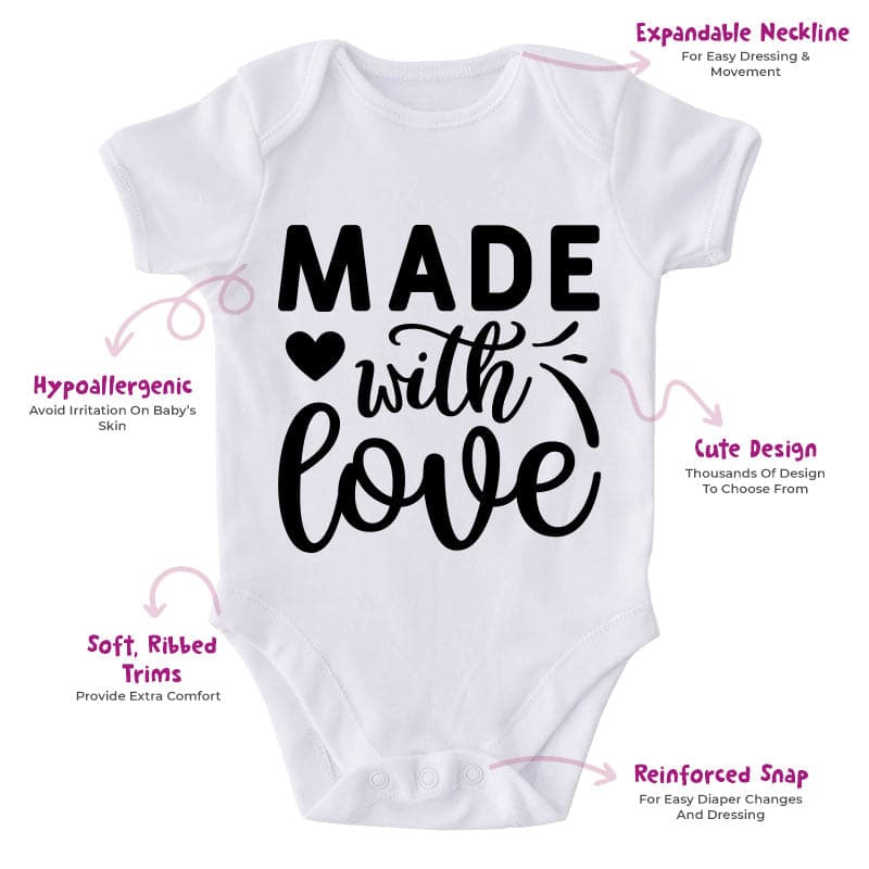 Made With Love-Onesie-Best Gift For Babies-Adorable Baby Clothes-Clothes For Baby-Best Gift For Papa-Best Gift For Mama-Cute Onesie