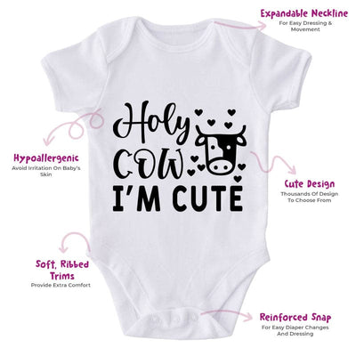 Holy Cow I'm Cute-Funny Onesie-Best Gift For Babies-Adorable Baby Clothes-Clothes For Baby-Best Gift For Papa-Best Gift For Mama-Cute Onesie