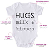 Hugs Milk And Kisses-Onesie-Best Gift For Babies-Adorable Baby Clothes-Clothes For Baby-Best Gift For Papa-Best Gift For Mama-Cute Onesie